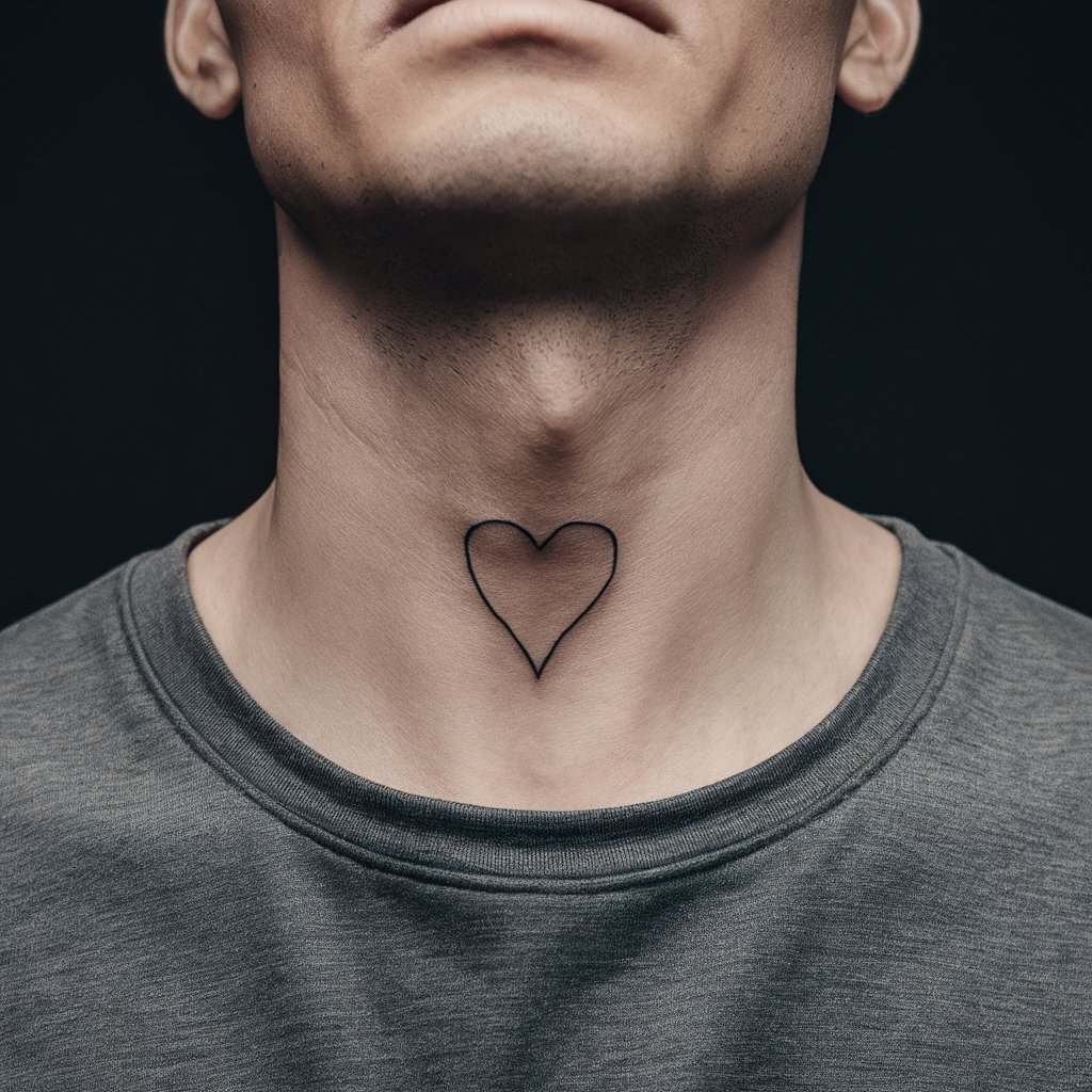 Tatuagem de Coração no Pescoço Masculino